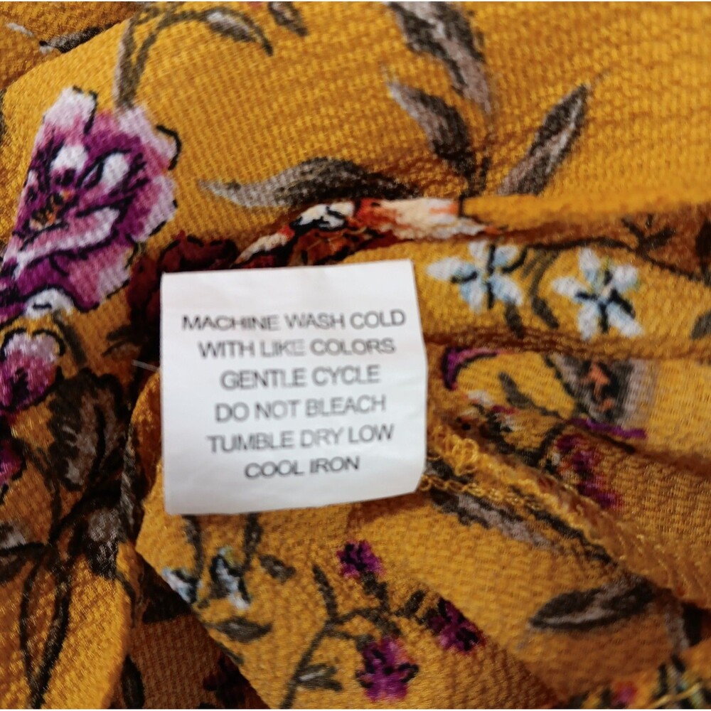 Moa Moa Blouse Women's Size Large Floral Tie And Ruffle At Neck Elastic At Wrist - Picture 7 of 7